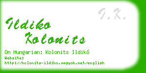 ildiko kolonits business card