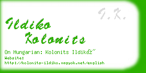 ildiko kolonits business card